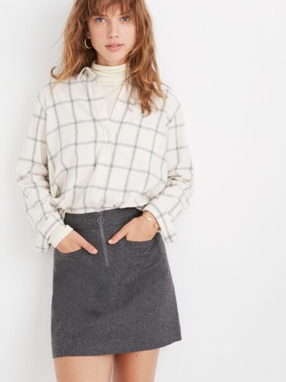 Madewell Wool Fireside Charcoal Grey Fall Mini Skirt